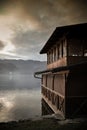 Wooden boat house on the lake Bled Royalty Free Stock Photo