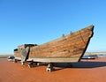 Wooden boat, Lithuania Royalty Free Stock Photo