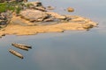 Wooden boat  mekong river. Thailand and Laos in top view Royalty Free Stock Photo