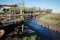 wooden boat mooring pontoons by Skippool Creek Royalty Free Stock Photo