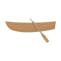 Wooden boat with oars, Color vector illustration in cartoon style on a white background. Royalty Free Stock Photo