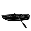 Wooden boat with oars, stencil icon, vector illustration on a white background. Royalty Free Stock Photo