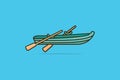 Wooden Boat with Paddles or Oars vector illustration. Water transportation object icon concept.