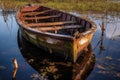 wooden boat partially submerged for wood sealing