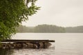 Wooden boat pier on lake. Palvaanjarven Campsite, Lappeenranta, Royalty Free Stock Photo