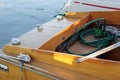 wooden boat pumping with electric pump Royalty Free Stock Photo