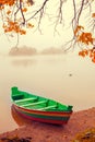 Wooden boat on the river bank Royalty Free Stock Photo