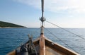 Wooden boat sailing detail Royalty Free Stock Photo