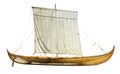 Wooden Boat With Sails Unfurled