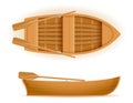 Wooden boat top and side view vector illustration Royalty Free Stock Photo