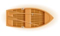 Wooden boat top view vector illustration Royalty Free Stock Photo