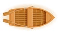 Wooden boat top view vector illustration Royalty Free Stock Photo