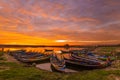 Wooden boat in Ubein Bridge, Mandalay, Myanmar