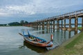 Wooden boat at Ubein Bridge, Mandalay, Myanmar