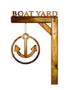 Wooden boat yard sign.