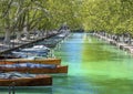 Wooden boats in Annecy, France