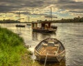 Wooden Boats on Loire Valley Royalty Free Stock Photo