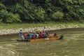 Wooden boats with passengers on Dunajec river