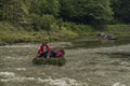 Wooden boats with passengers on Dunajec river