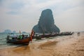 Wooden boats. Peninsula of Railay. Krabi, Thailand. Royalty Free Stock Photo