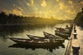 Wooden boats on the Thu Bon River Royalty Free Stock Photo