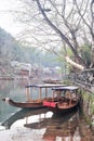Wooden boats in Tuojiang River Tuo Jiang River in Fenghuang old city Phoenix Ancient Town,Hunan Province, China