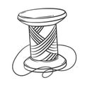 Wooden Bobbin of Thread Line Icon Royalty Free Stock Photo
