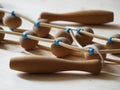 Wooden body massager with ball roller