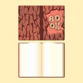 Wooden book cover and open format book