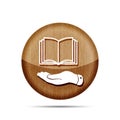 wooden book icon on flat hand