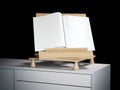 Wooden bookend with blank magazine. 3d rendering Royalty Free Stock Photo