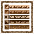 Wooden border ornament meandr, design parquet floor, seamless texture