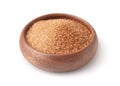 Wooden bowl of brown granulated sugar