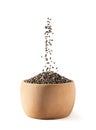 Wooden bowl with chia seeds
