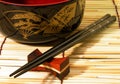 Wooden bowl and chopsticks