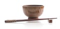 Wooden bowl and chopsticks Royalty Free Stock Photo