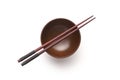 Wooden bowl and chopsticks Royalty Free Stock Photo