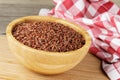A Wooden Bowl of delicious and healthy Red Rice Royalty Free Stock Photo