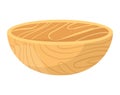 Wooden bowl empty simple design. Cartoon wood texture kitchenware vector illustration