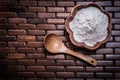 Wooden bowl with flower spoon food and drink concept Royalty Free Stock Photo