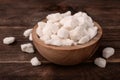 Wooden bowl of natural lump sugar Royalty Free Stock Photo