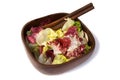 Wooden bowl of Salad leaves