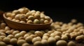 A wooden bowl of soya beans or soybean wooden background studio presentation