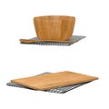 Wooden bowl with spoon and chopping board Royalty Free Stock Photo