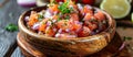 Wooden Bowl With Tomatoes and Onions Royalty Free Stock Photo