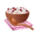 Wooden bowl with white, red, and pink beans in it Royalty Free Stock Photo