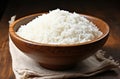 Wooden Bowl Of White Rice