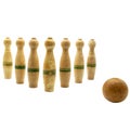 Wooden bowling pins and a ball