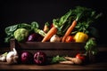 Wooden box with autumn harvest farm vegetables Royalty Free Stock Photo