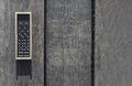 Wooden box with domino game pieces on wood desk. Banner with copy space Royalty Free Stock Photo